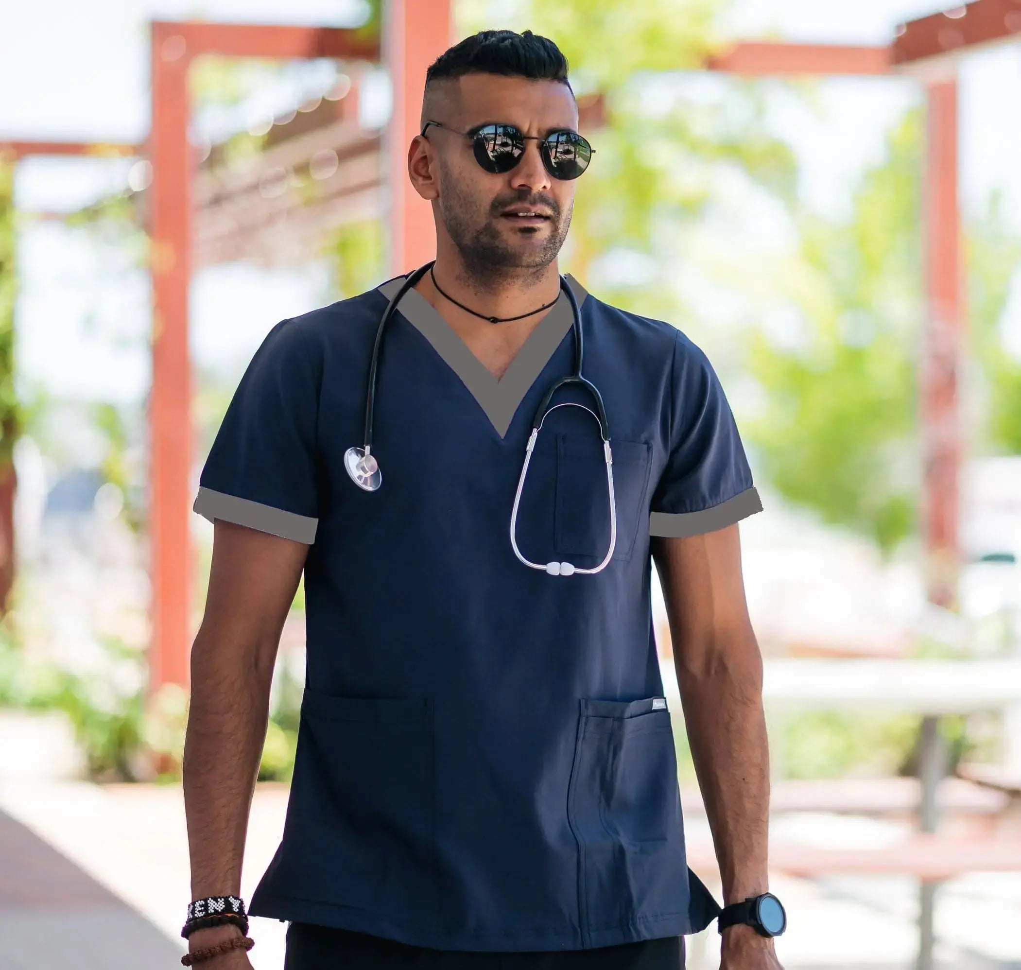 Softies Stanmore Unisex Contrast Trim Scrub Top STANT01 Simply Scrubs Australia